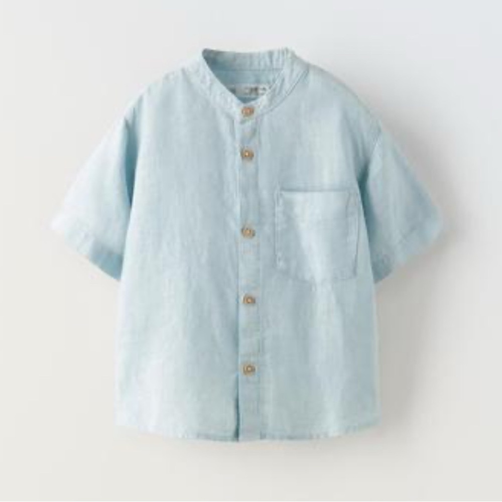 Zara Soft Blue Linen Shirt